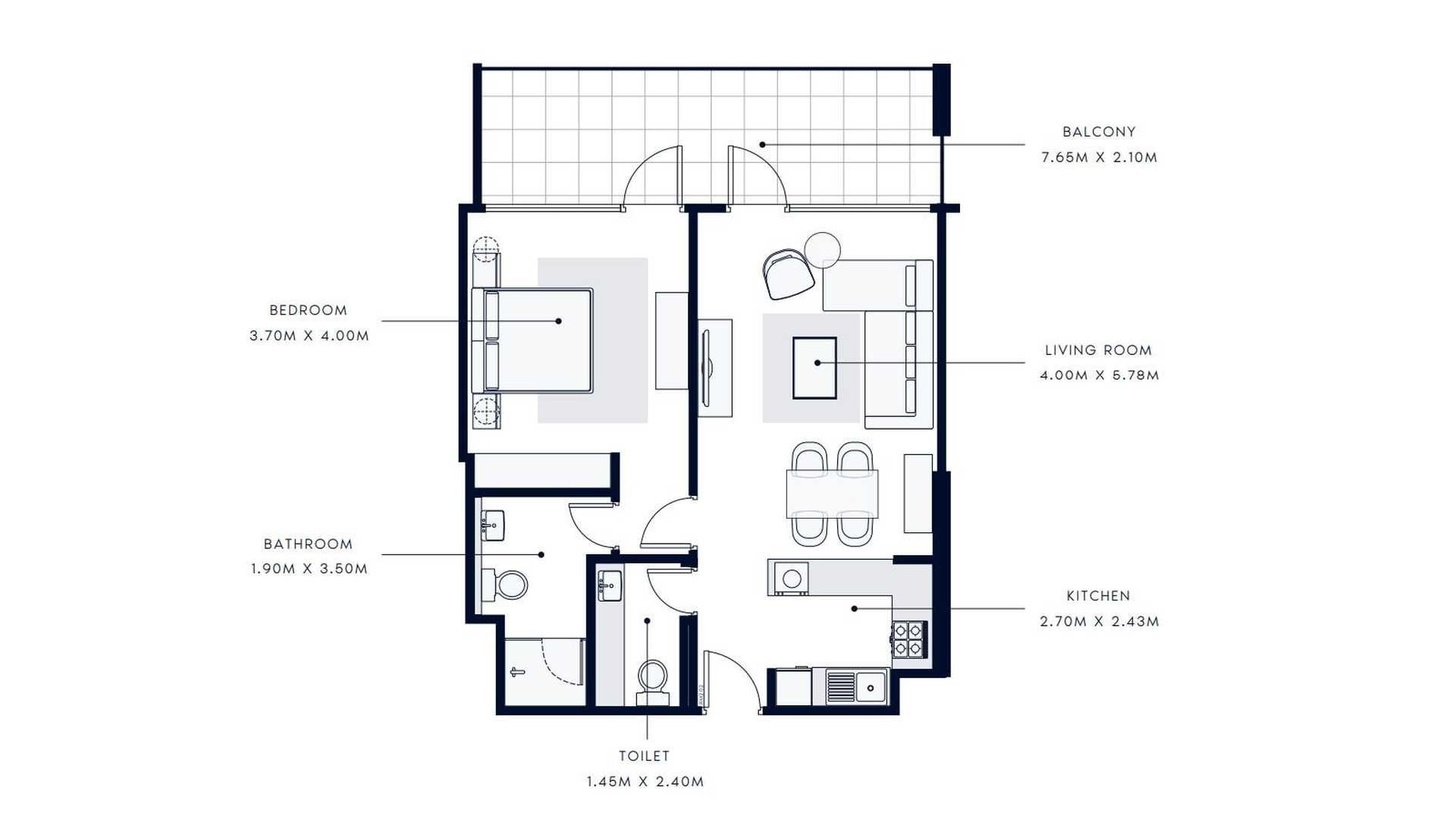 Apartment floor plan, 1 bedroom in AZIZI VISTA No. 11048