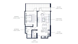 Apartment floor plan, 1 bedroom in AZIZI VISTA No. 11048