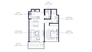 Apartment floor plan, 1 bedroom in AZIZI VISTA No. 11050