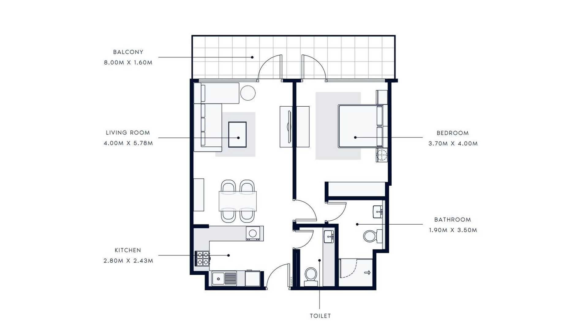 Apartment floor plan, 1 bedroom in AZIZI VISTA No. 11049