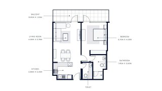 Apartment floor plan, 1 bedroom in AZIZI VISTA No. 11049